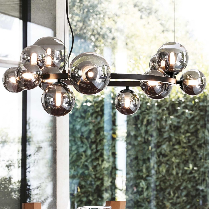 Ideal Lux - Lámpara colgante LED con cable PERLAGE 11xG9/3W/230V, diámetro 73 cm, negro/negro ahumado