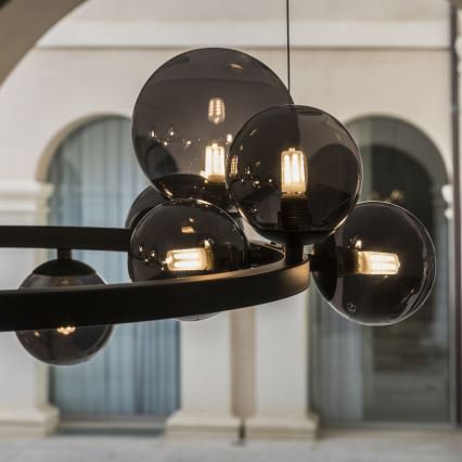 Ideal Lux - Lámpara colgante LED con cable PERLAGE 11xG9/3W/230V, diámetro 73 cm, negro/negro ahumado