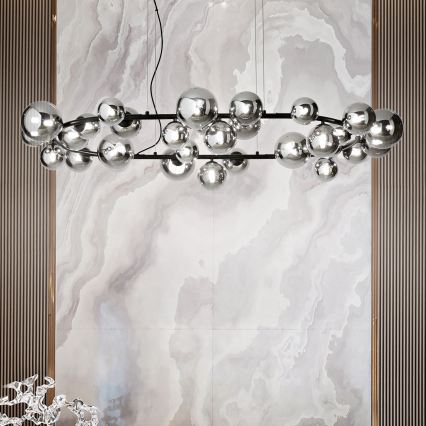 Ideal Lux - Lámpara colgante LED con cable PERLAGE 30xG9/3W/230V 143 cm negro/negro ahumado