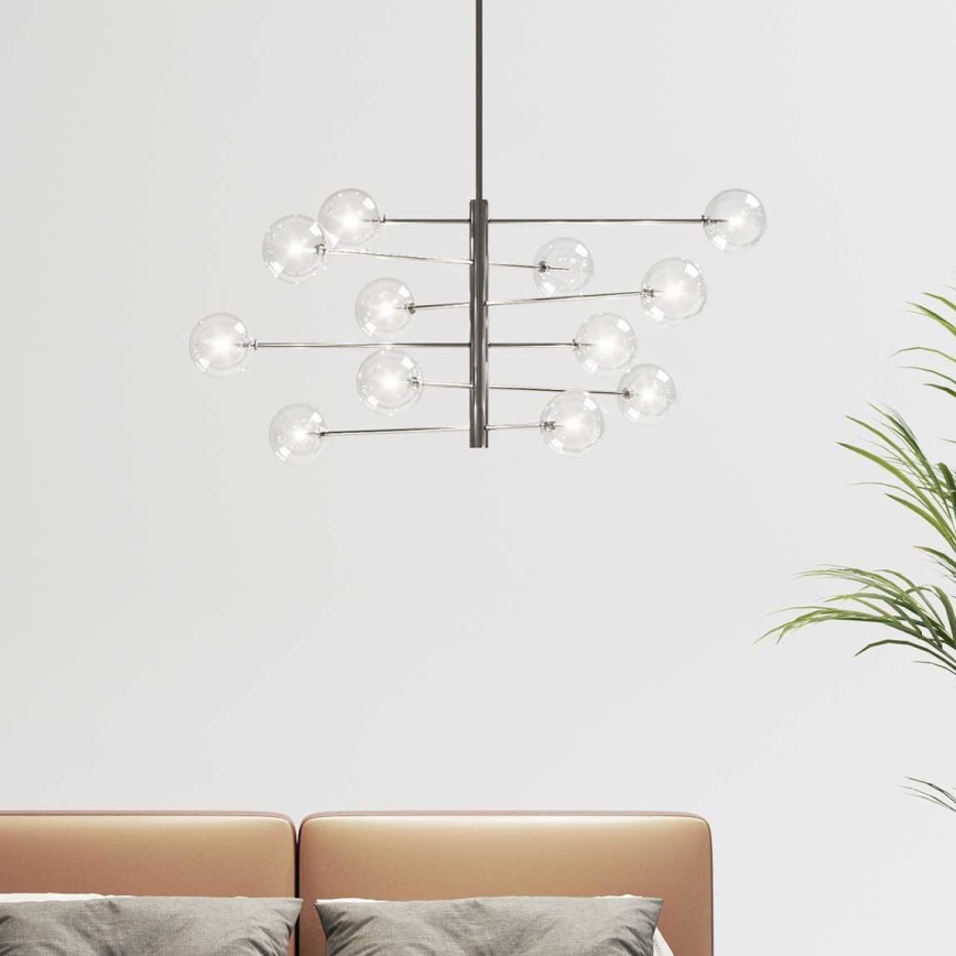 Ideal Lux - Lámpara colgante LED EQUINOXE 12xG4/2W/230V diá. 124 cm cromo brillante/transparente