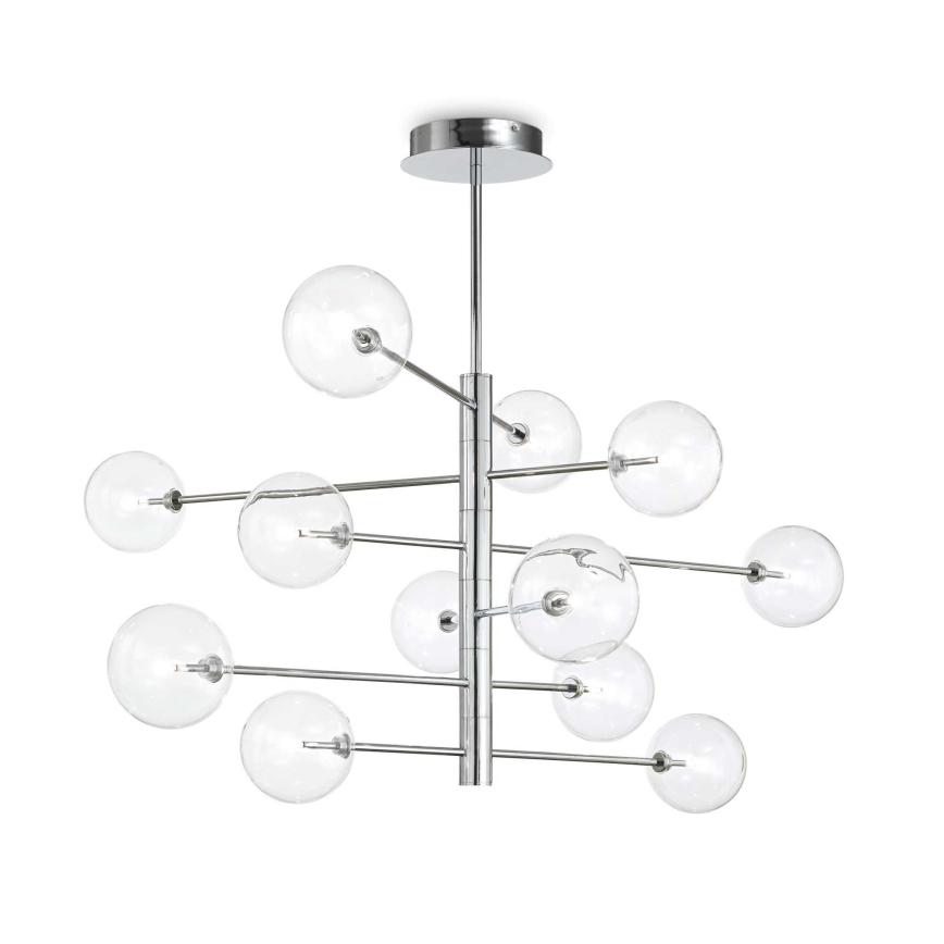 Ideal Lux - Lámpara colgante LED EQUINOXE 12xG4/2W/230V diá. 124 cm cromo brillante/transparente