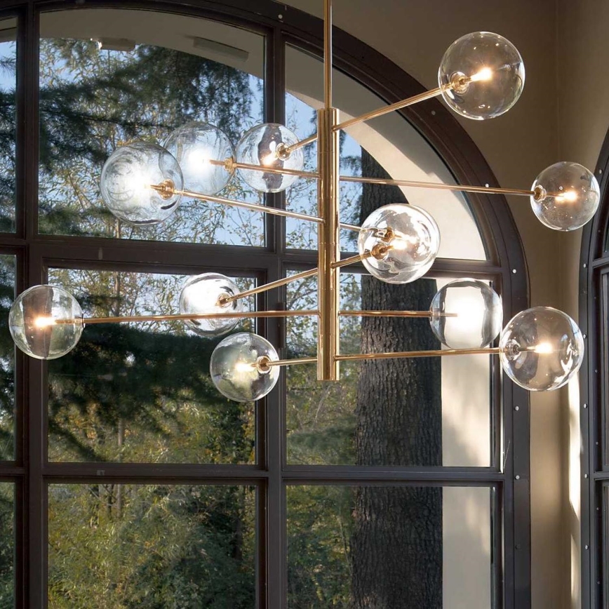 Ideal Lux - Lámpara colgante LED EQUINOXE 12xG4/2W/230V diá. 124 cm latón/transparente