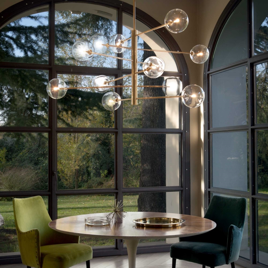Ideal Lux - Lámpara colgante LED EQUINOXE 12xG4/2W/230V diá. 124 cm latón/transparente