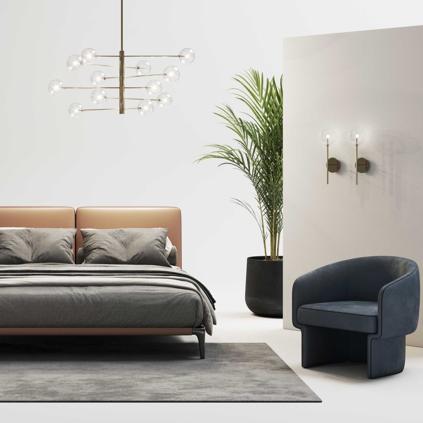 Ideal Lux - Lámpara colgante LED EQUINOXE 12xG4/2W/230V diá. 124 cm latón/transparente