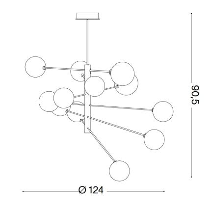 Ideal Lux - Lámpara colgante LED EQUINOXE 12xG4/2W/230V diá. 124 cm latón/transparente