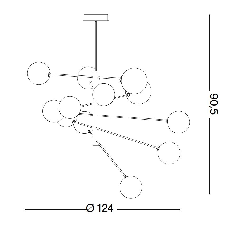 Ideal Lux - Lámpara colgante LED EQUINOXE 12xG4/2W/230V diá. 124 cm latón/transparente