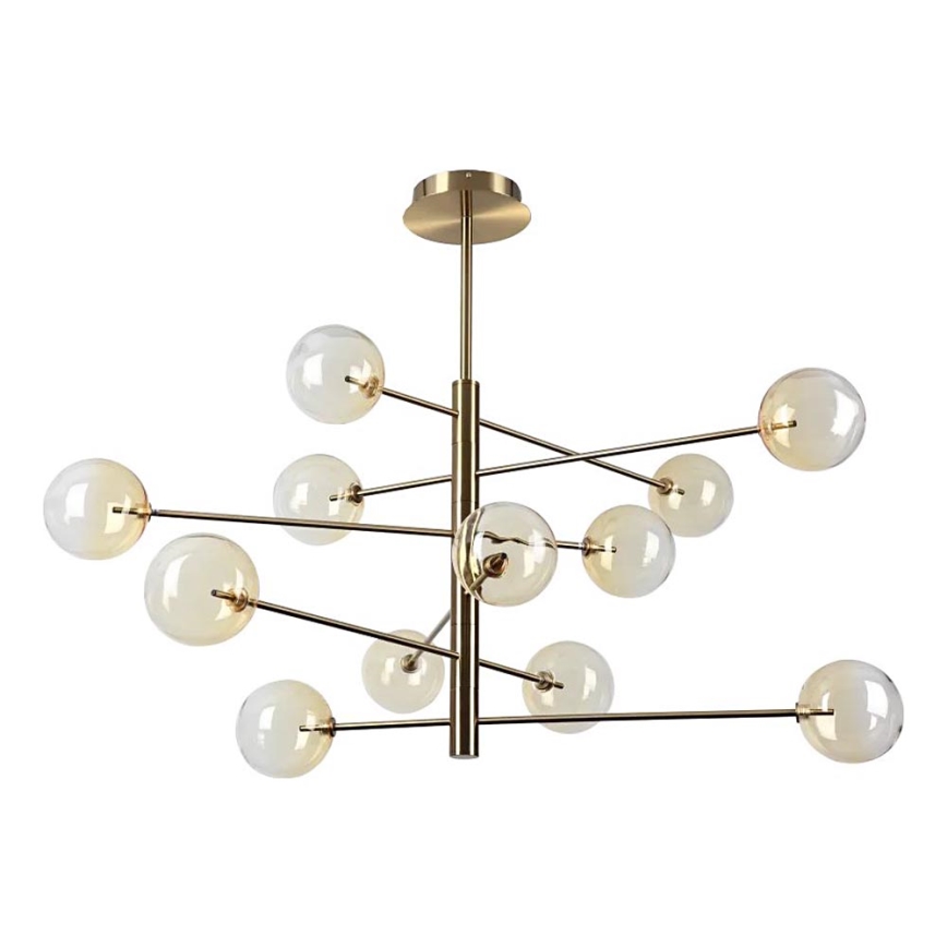 Ideal Lux - Lámpara colgante LED EQUINOXE 12xG4/2W/230V diá. 128,1 cm latón/Ahumado