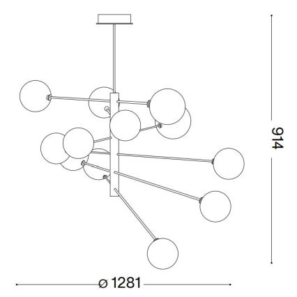 Ideal Lux - Lámpara colgante LED EQUINOXE 12xG4/2W/230V diá. 128,1 cm latón/Ahumado