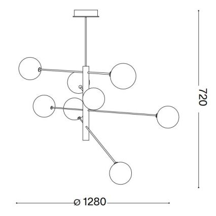 Ideal Lux - Lámpara colgante LED EQUINOXE 8xG4/2W/230V diá. 128 cm latón/ahumado