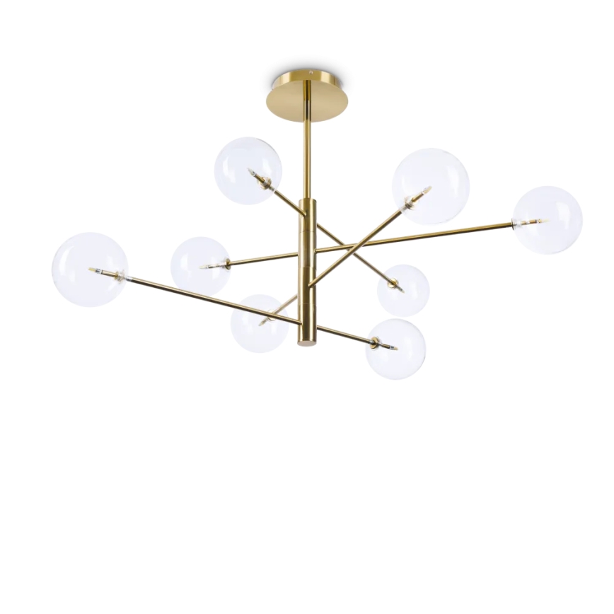 Ideal Lux - Lámpara colgante LED EQUINOXE 8xG4/2W/230V diá. 128 cm latón/transparente
