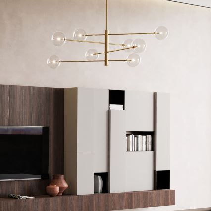 Ideal Lux - Lámpara colgante LED EQUINOXE 8xG4/2W/230V diá. 128 cm latón/transparente