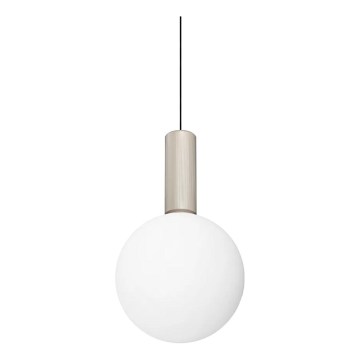 Ideal Lux - Lámpara colgante LED ODEON con cable, 8W, 230V, CRI 90, Ø 20 cm, beige/blanco