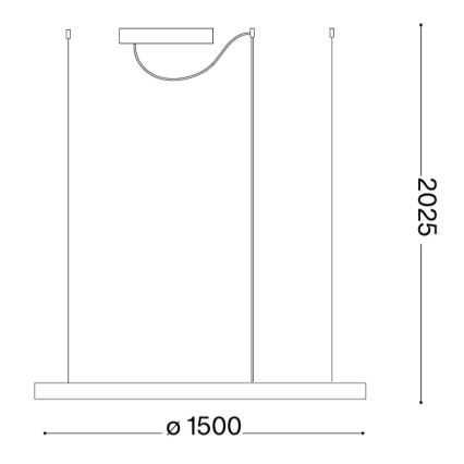 Ideal Lux - Lámpara colgante LED ORACLE SLIM con suspensión de cable, 83 W, 230 V, 4000 K (blanco neutro), Ø 150 cm, acabado dorado