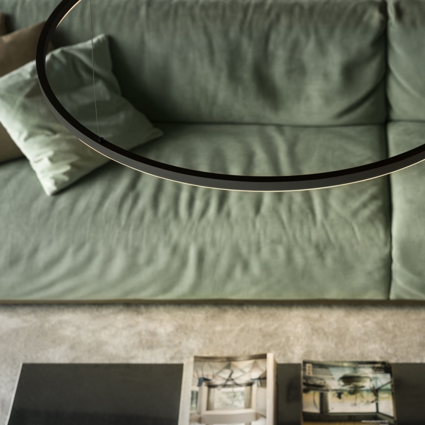 Ideal Lux - Lámpara colgante LED con cable ORACLE SLIM LED/29W/230V 4000K CRI 90, diámetro 50 cm, negra