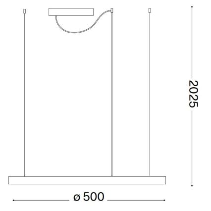 Ideal Lux - Lámpara colgante LED con cable ORACLE SLIM LED/29W/230V 4000K CRI 90, diámetro 50 cm, negra