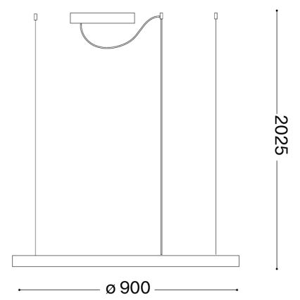 Ideal Lux - Lámpara colgante LED con cable ORACLE SLIM LED/53W/230V 3000K CRI 90 Ø 90 cm dorada