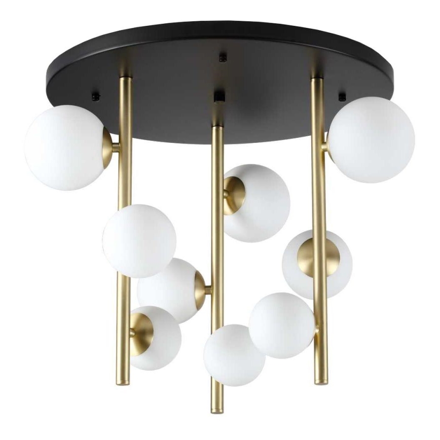 Ideal Lux - Lámpara colgante LED PERLAGE 9xG9/3W/230V diá. 55 cm dorado/blanco