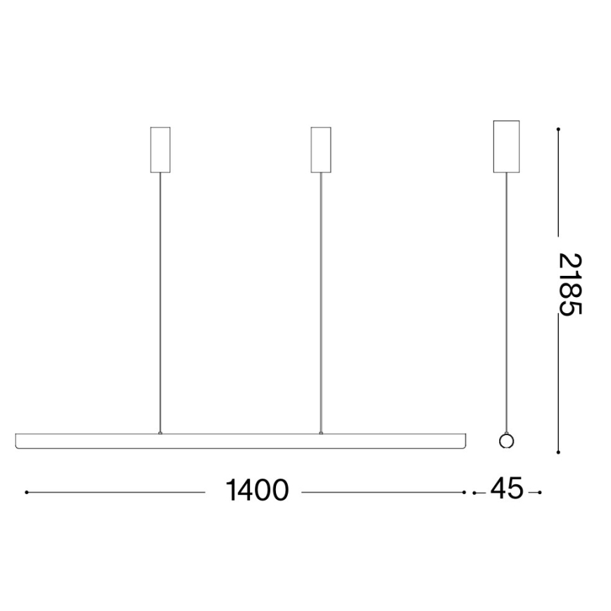 Ideal Lux - Lámpara de suspensión LED regulable DORICA LED/35W/230V CRI 90 140 cm antracita