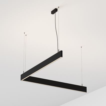 Ideal Lux - Lámpara colgante LED STEEL con cable, 29W/230V, 3000K, CRI 90, 120 cm, negra