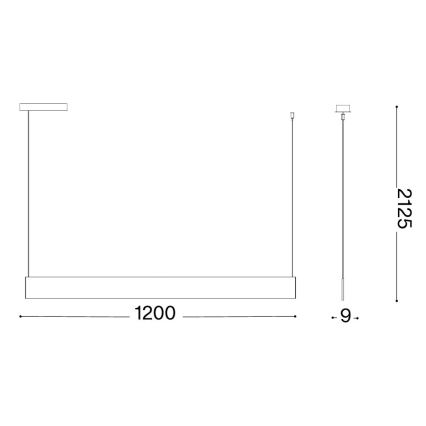 Ideal Lux - Lámpara colgante LED STEEL de cable, 24W, 230V, 3000K, CRI 90, 120 cm, negro