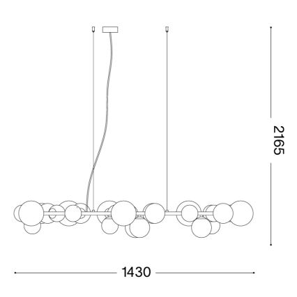 Ideal Lux - Lámpara colgante LED suspendida en cables PERLAGE, 30×G9 (3 W cada una) / 230 V / 143 cm, dorada/blanca