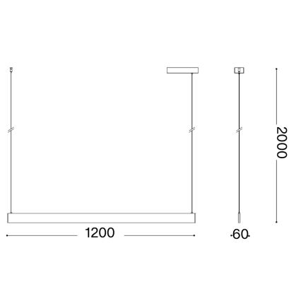 Ideal Lux - Lámpara colgante LED suspendida por cable DESK ACCENT LED/36W/230V CRI 90 120 cm blanca