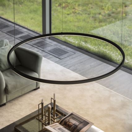Ideal Lux - Lámpara colgante LED con cable ORACLE SLIM LED/53W/230V 2700K CRI 90 diámetro 90 cm negra