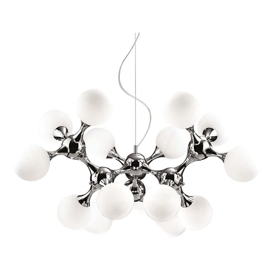 Ideal Lux - Lámpara colgante NODI 15xE14/28W/230V cromo brillante/blanco
