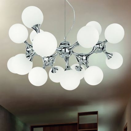 Ideal Lux - Lámpara colgante NODI 15xE14/28W/230V cromo brillante/blanco