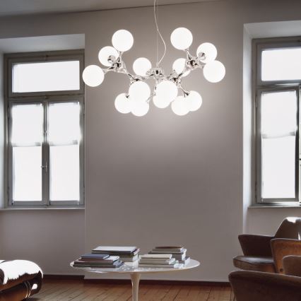 Ideal Lux - Lámpara colgante NODI 15xE14/28W/230V cromo brillante/blanco