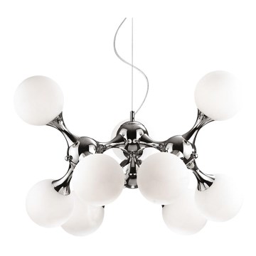 Ideal Lux - Lámpara colgante NODI 9xE14/40W/230V cromo brillante/blanco