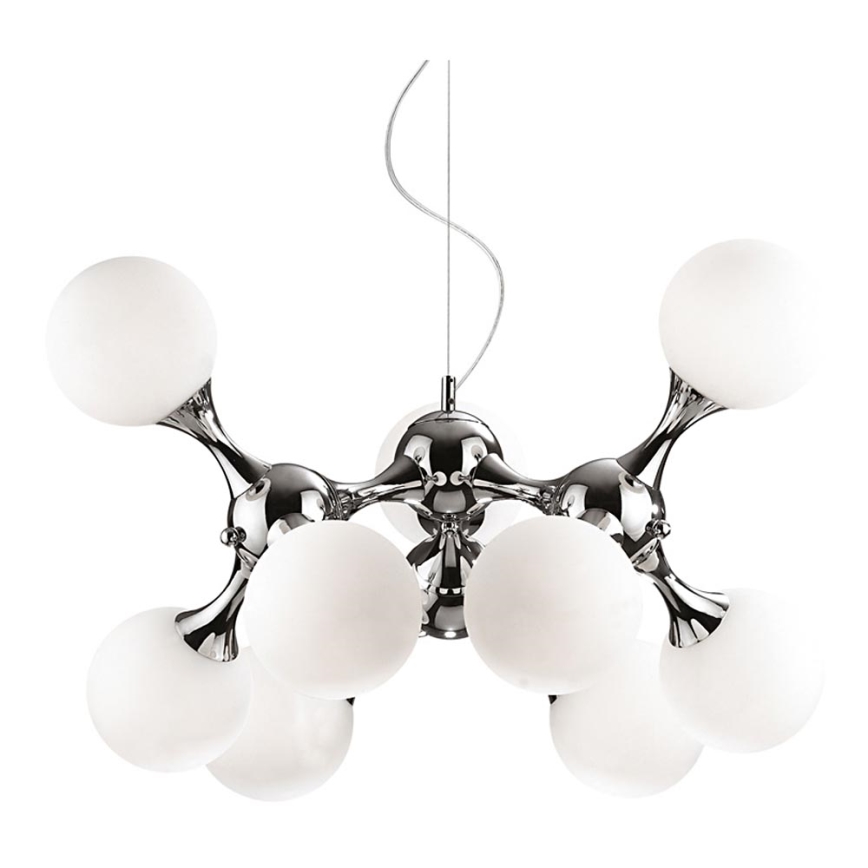 Ideal Lux - Lámpara colgante NODI 9xE14/40W/230V cromo brillante/blanco