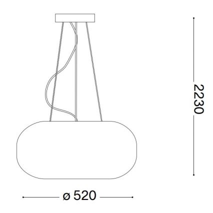 Ideal Lux - Lámpara colgante ULISSE 3xE27/60W/230V diá. 52 cm blanco