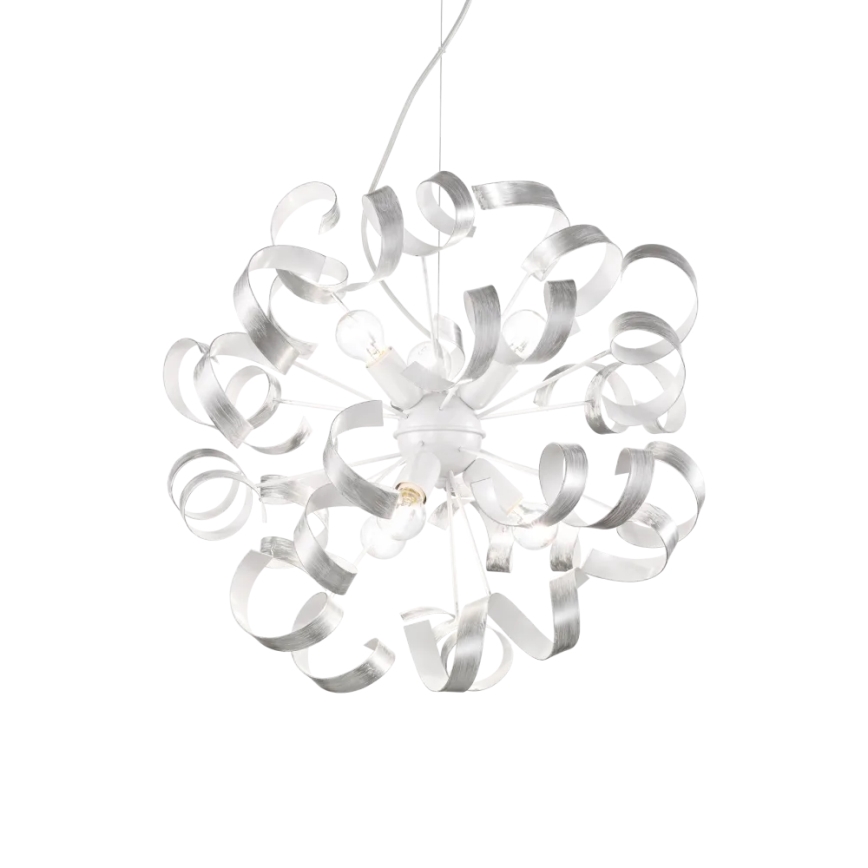 Ideal Lux - Lámpara colgante VORTEX 6xE14/40W/230V diá. 53 cm plata/pátina