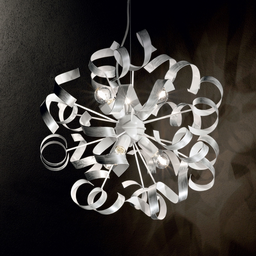 Ideal Lux - Lámpara colgante VORTEX 6xE14/40W/230V diá. 53 cm plata/pátina