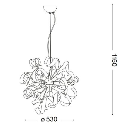 Ideal Lux - Lámpara colgante VORTEX 6xE14/40W/230V diá. 53 cm plata/pátina