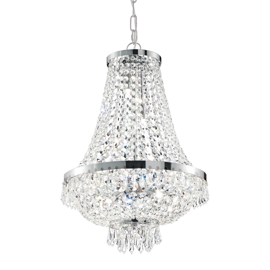 Ideal Lux - Lámpara de araña LED de cristal CAESAR con cadena, 12xG9/3W/230V, Ø 55 cm, cromo brillante