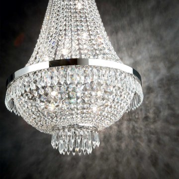 Ideal Lux - Lámpara de araña LED de cristal CAESAR con cadena, 12xG9/3W/230V, Ø 55 cm, cromo brillante