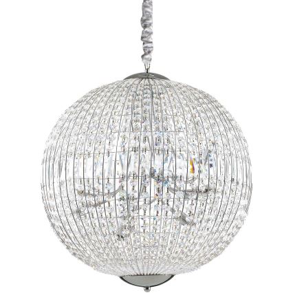 Ideal Lux - Lámpara de araña LED de cristal con cadena LUXOR 12xG9/3W/230V d. 60 cm transparente