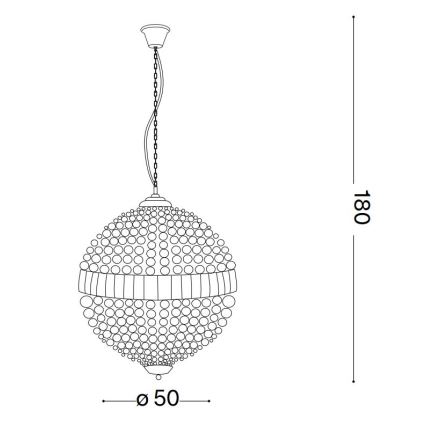 Ideal Lux - Lámpara de araña LED de cristal con cadena LUXOR 8xG9/3W/230V d. 50 cm transparente