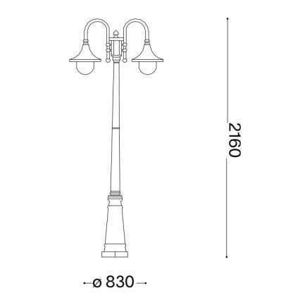 Ideal Lux - Lámpara de exterior CIMA 2xE27/52W/230V 216 cm IP43 marrón