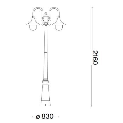 Ideal Lux - Lámpara de exterior CIMA 2xE27/52W/230V 216 cm IP43 pátina