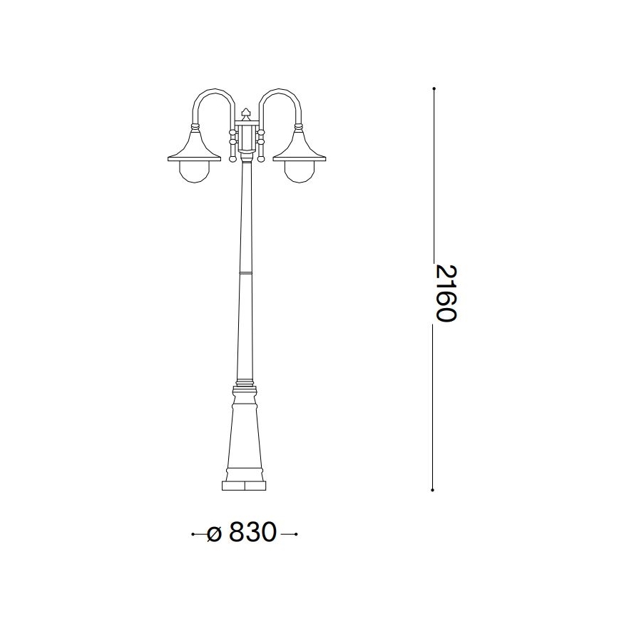 Ideal Lux - Lámpara de exterior CIMA 2xE27/52W/230V 216 cm IP43 pátina