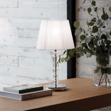 Ideal Lux - Lámpara de mesa de cristal PEGASO 1xE27/60W/230V con acabado cromado brillante