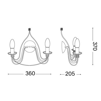 Ideal Lux - Lámpara de pared CORTE 2xE14/40W/230V marrón/pátina