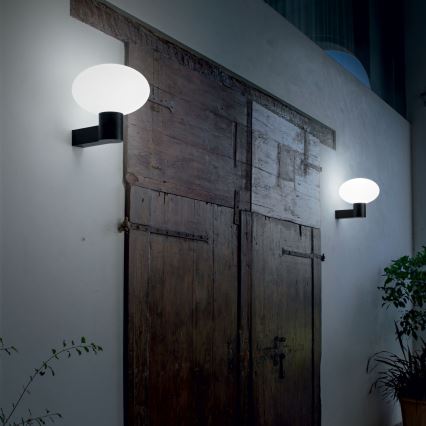 Ideal Lux - Lámpara de pared exterior CLIO 1xE27/42W/230V IP44 negra