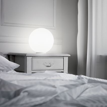 Ideal Lux - Lámpara de sobremesa MAPA 1xE27/42W/230V Ø 20 cm blanca