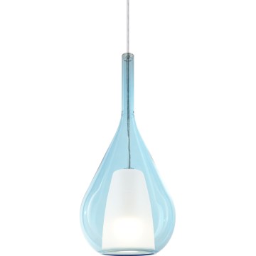 Ideal Lux - Lámpara de suspensión con cable KALIQUE 1xE27/42W/230V Ø 18 cm azul ahumado