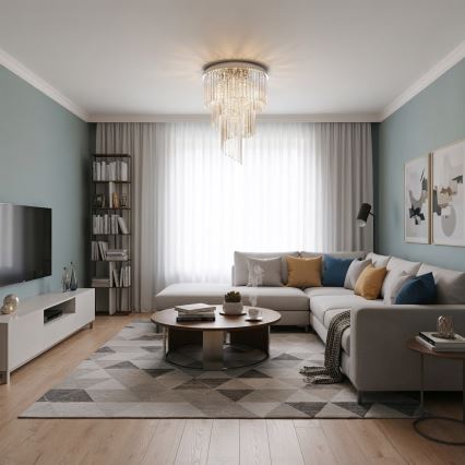 Ideal Lux - Lámpara de techo de cristal CARLTON 12xE14/40W/230V diá. 50 cm cromo brillante