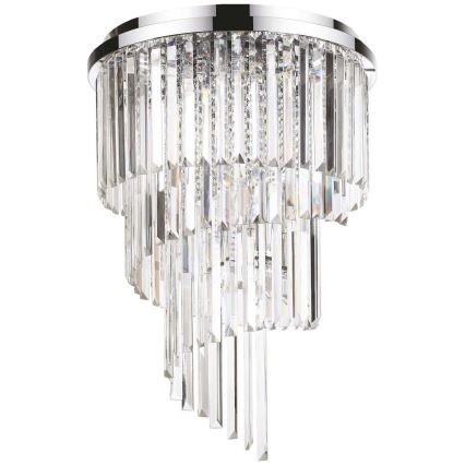 Ideal Lux - Lámpara de techo de cristal CARLTON 12xE14/40W/230V diá. 50 cm cromo brillante